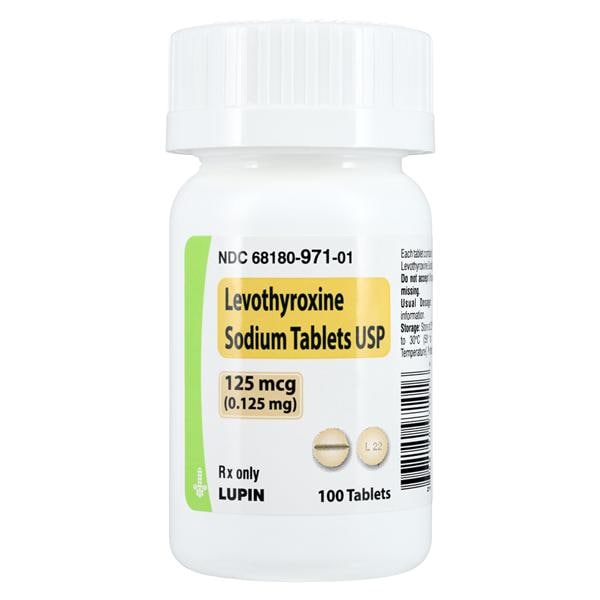 Levothyroxine Sodium Tablets 0.125mg Bottle 100/Bottle Each