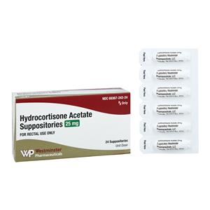 Hydrocortisone Acetate Rectal Suppository 25mg Box 24/Package