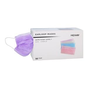 Surgical Mask ASTM Level 1 Lavender Adult 50/Bx