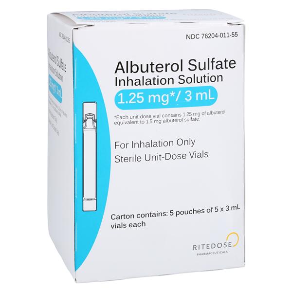 Albuterol Sulfate Inhalation Solution 1.25mg Box 3mL 25/Package