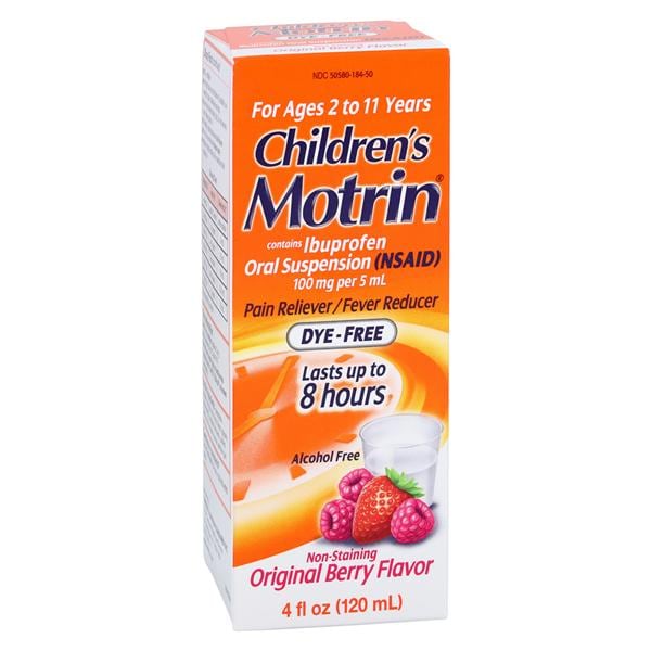 Motrin Chld 2-11 NSAID Oral Suspension 100mg/5mL Berry 3/Pk, 12Pk/Ca 4oz 3/Pk, 12 IP/CA