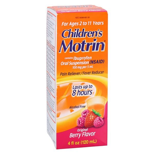 Motrin Children 2-11yr Alcohol Free 100mg/5mL Berry 4oz Bottle 3/Pk, 12 IP/CA