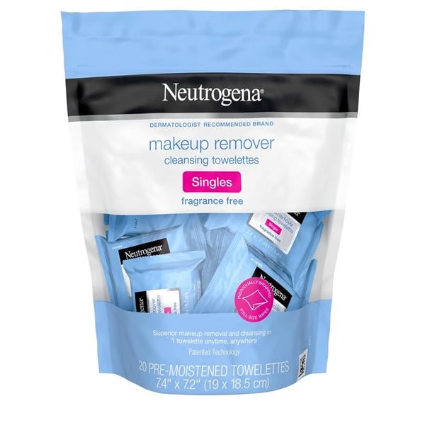 Neutrogena Cleansing Wipe Packet Fragrance Free 2/Pk