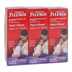 Tylenol Chld 2-11 Pn Rlvr/Fvr Rdcr Oral Susp 160mg/5mL Grp 3/Pk 12Pk/Ca 3/Pk, 12 IP/CA