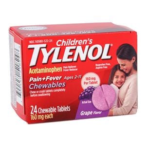 Tylenol Chld 2-11 Pn Rlvr/Fvr Rdcr Chw 160mg Grp 3/Pk 16Pk/Ca 24/Bt Bottle 3/Pk