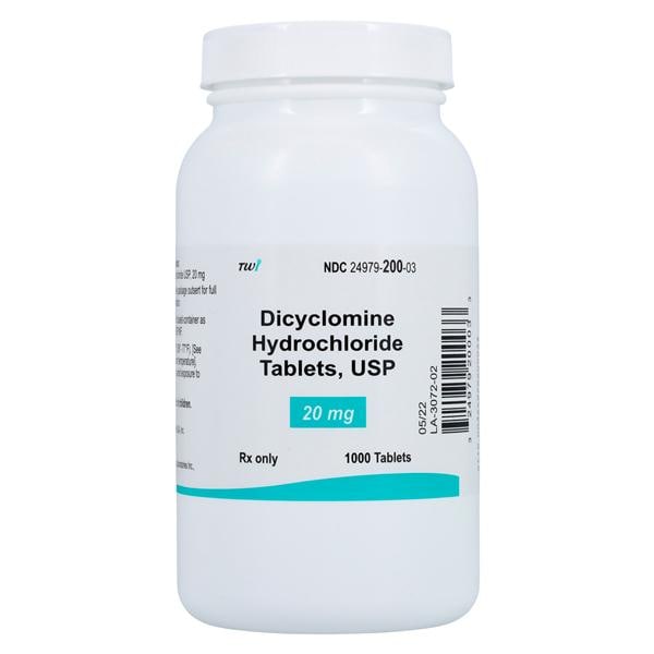 Dicyclomine HCl Tablets 20mg Bottle 1000/Bottle Each