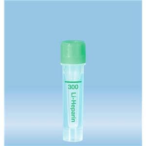 Microvette Capillary Tube Green Lithium Heparin 300uL Green Cap PP 1000/Ca