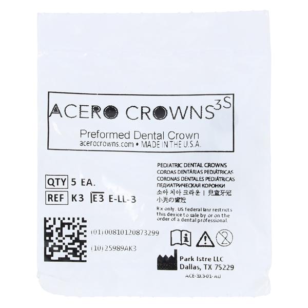 ACERO Crowns Size 3 2nd Primary Lower Left Molar 5/Pk 5/Pk