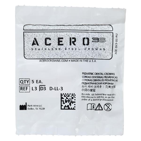 ACERO Crowns Size 3 1st Primary Lower Left Molar 5/Pk 5/Pk