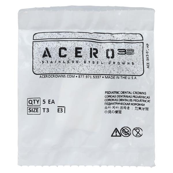 ACERO Crowns 3 2nd Primary Lower Right Molar 5/Pk 5/Pk
