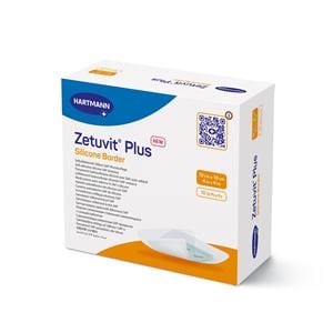 Zetuvit Plus Cellulose/Polymer Border Dressing 4x4" Strl Sq Slcn Adh Spr Abs LF