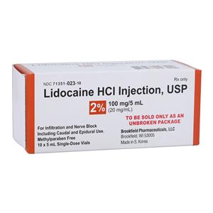 Lidocaine HCl Injection 2% SDV 5mL 10/Package