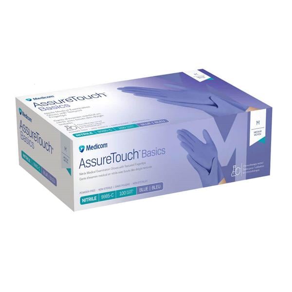 AssureTouch Basics Nitrile Exam Gloves X-Small Blue Non-Sterile, 10 BX/CA