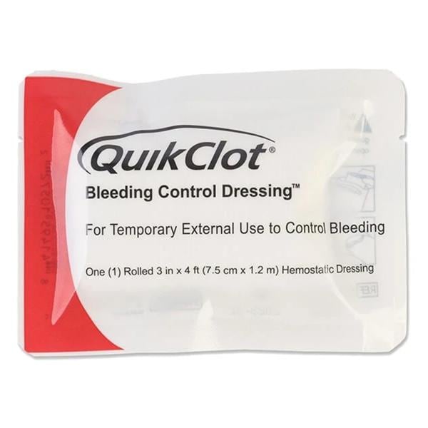 QuikClot Hemostatic Bleeding Control Dressing 3"x4ft Rolled