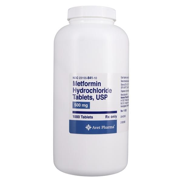 Metformin HCl Tablets 500mg Bottle 1000/Bottle Each