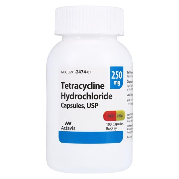 Tetracycline HCl Capsules 250mg Bottle 100/Bottle Each