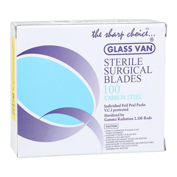 Glassvan Carbon Steel Sterile Surgical Blade #12B Disposable 100/Bx, 10 BX/CA