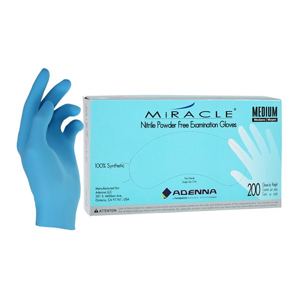 Miracle Nitrile Exam Gloves Medium Blue Non-Sterile, 10 BX/CA