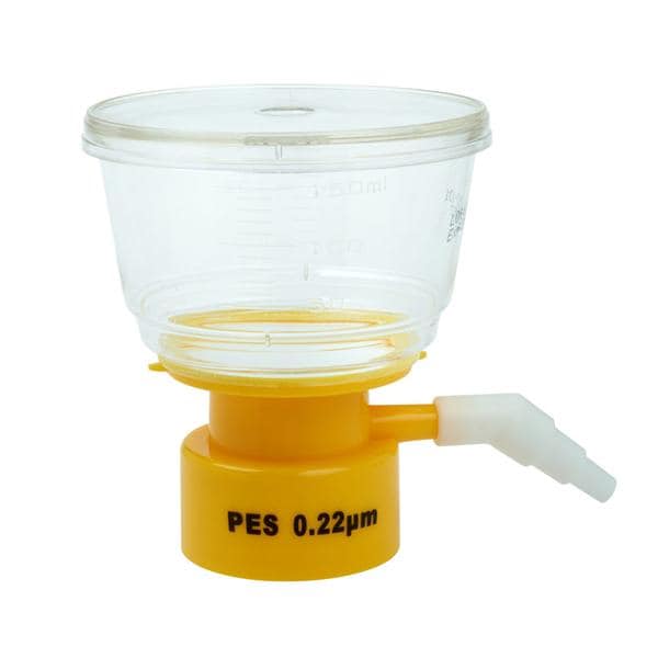 Bottle Top Filter Polystyrene Clear/Yellow 150mL 24/Ca