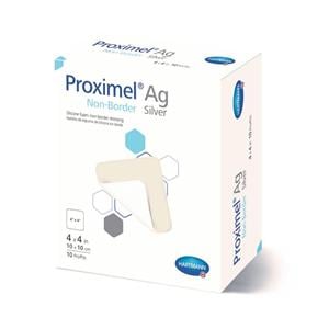 Proximel Ag Silicone Foam Non-Border Dressing 4x4" Sterile Square Adhs Wht/Tn