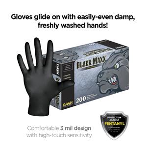Black Maxx Thin Nitrile Exam Gloves Medium Black Non-Sterile 200/Bx, 10 BX/CA