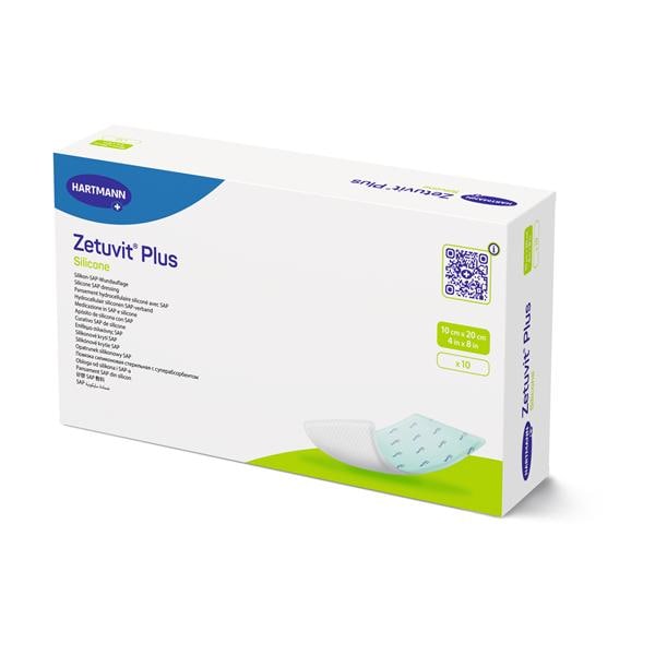 Zetuvit Plus Cls/Plymr Non-Border Dressing 4x8 Strl Rect Slcn Adh Spr Abs