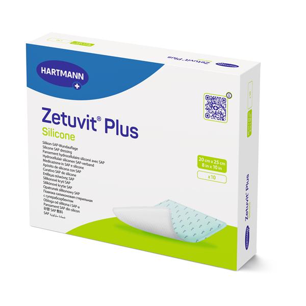 Zetuvit Plus Clls/Plmr Non-Border Dressing 8x10 Strl Rctngl Slcn Adh Spr Abs