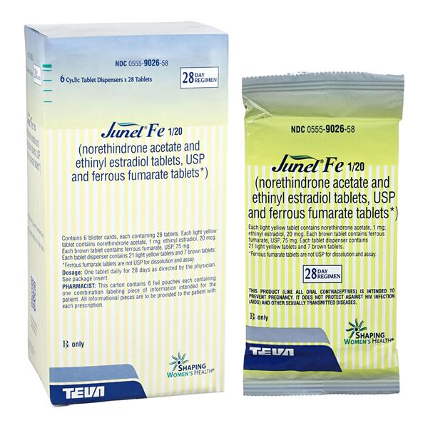 Norethindrone/Ethinyl Estradiol Tablets 1mg/20mcg Pack