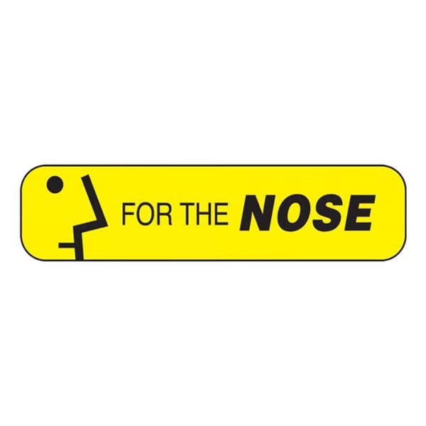 Warning Label For the Nose Yellow w/Black Text 1-5/8x3/8" 1000/Pk