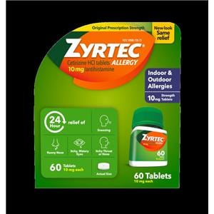 Zyrtec OTC Antihistamine Tablets 10mg 60/Bt, 24 BT/CA