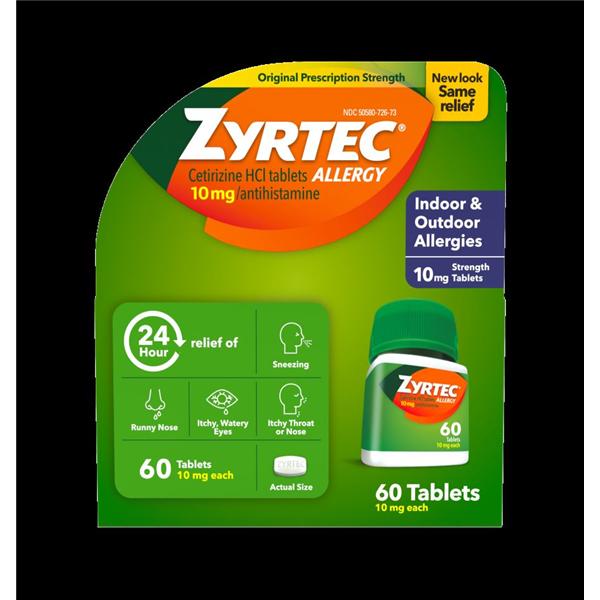 Zyrtec OTC Antihistamine Tablets 10mg 60/Bt, 24 BT/CA