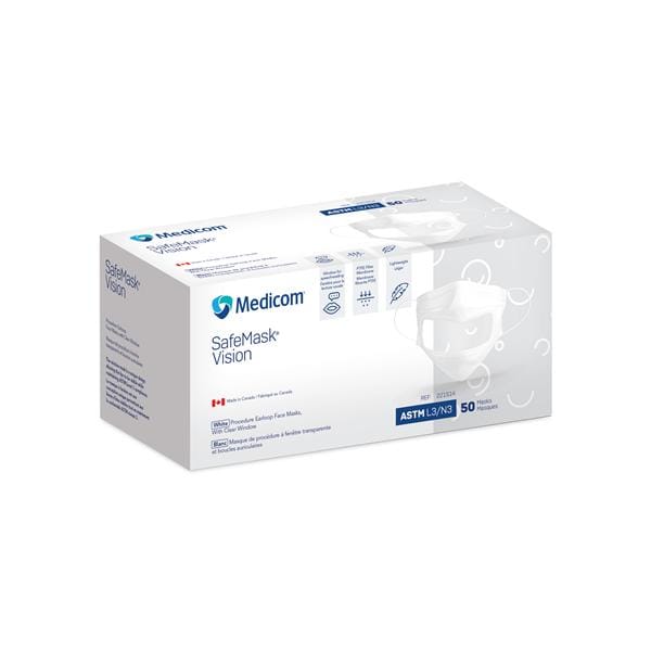 SafeMask Vision Mask ASTM Level 3 White 50/Bx, 10 BX/CA