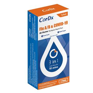 CorDx Tyfast Sars-CoV-2 & Flu A+B Rapid Test Kit OTC/Non-Prescription 6x2/Bx