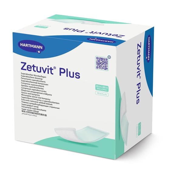 Zetuvit Plus Non-Woven Non-Border Dressing 8x24" 4Lyr Sterile Rect NAdh Spr Abs