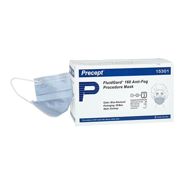 FluidGard Procedure Mask ASTM Level 3 Anti-Fog Blue Diamond 50/Bx, 10 BX/CA