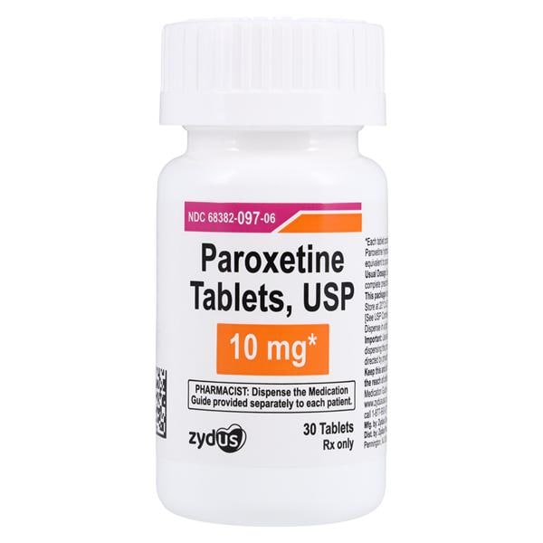 Paroxetine HCl Tablets 10mg Bottle 30/Bottle Each