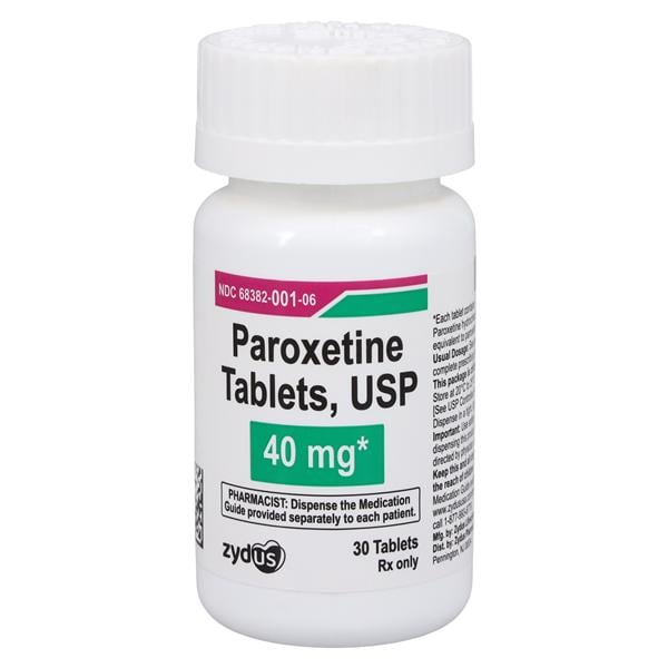 Paroxetine HCl Tablets 40mg Bottle 30/Bottle Each