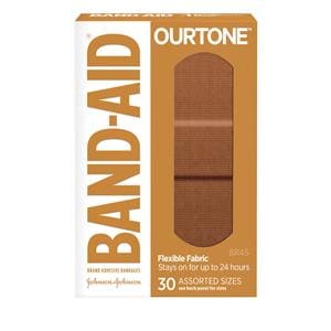 Band-Aid Ourtone Adhesive Bandage Fabric Assorted BR45 Sterile 30/Bx
