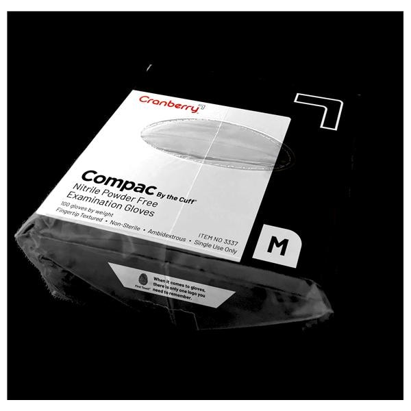 Compac By the Cuff Nitrile Exam Gloves X-Small Black Non-Sterile 100/Bg, 20 BG/CA