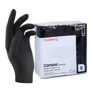 Compac By the Cuff Nitrile Exam Gloves Small Black Non-Sterile 100/Bg, 20 BG/CA