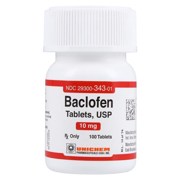 Baclofen Tablets 10mg Bottle 100/Bottle Each