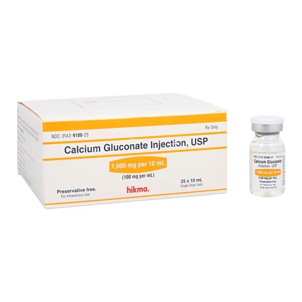 Calcium Gluconate Injection 100mg/mL SDV 25/Package