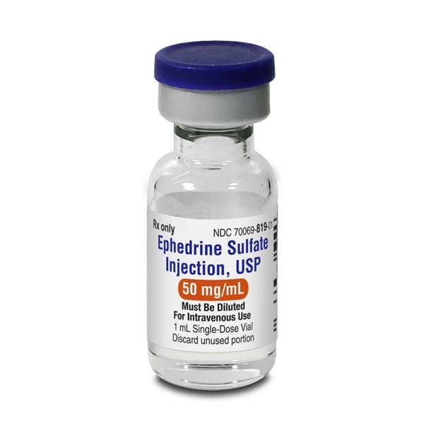 Ephedrine Sulfate Injection 50mg/mL SDV 1mL 10/Package