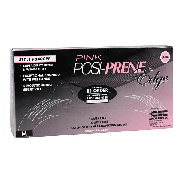 Posi-Prene Edge Chloroprene Exam Gloves Medium Pink Non-Sterile, 12 BX/CA