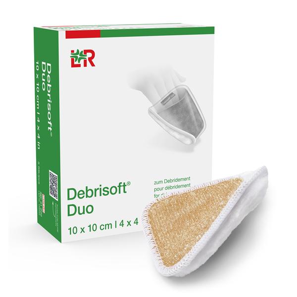 Debrisoft Duo Debridment Pad Mnflmnt Poly Fbr 4x4 Strl Wht/Bge Ind Sl LF, 10 BX/CA