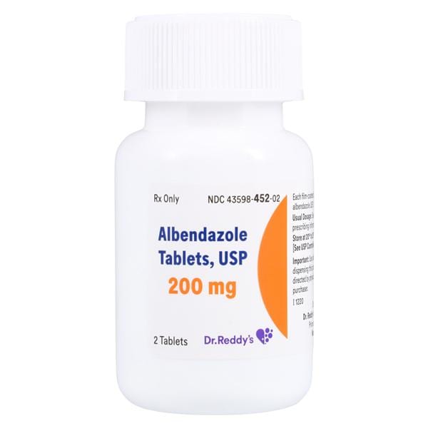 Albendazole Tablets 200mg Bottle 2/Bottle Each