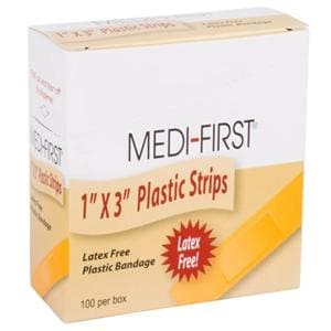 Medi-First Adhesive Bandage Plastic 1x3" Tan Ea