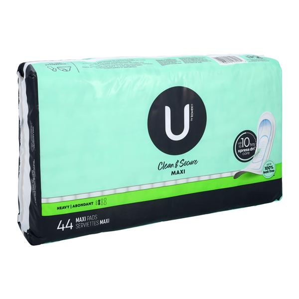 Kotex U Menstrual Pad Heavy White Disposable Fragrance Free 44/Pk, 3 PK/CA