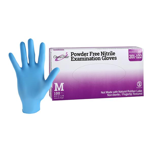 OmniTrust Nitrile Exam Gloves Medium Blue Non-Sterile 100/Bx, 10 BX/CA