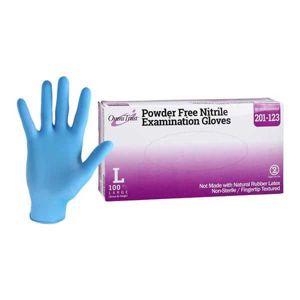 OmniTrust Nitrile Exam Gloves Large Blue Non-Sterile 100/Bx, 10 BX/CA